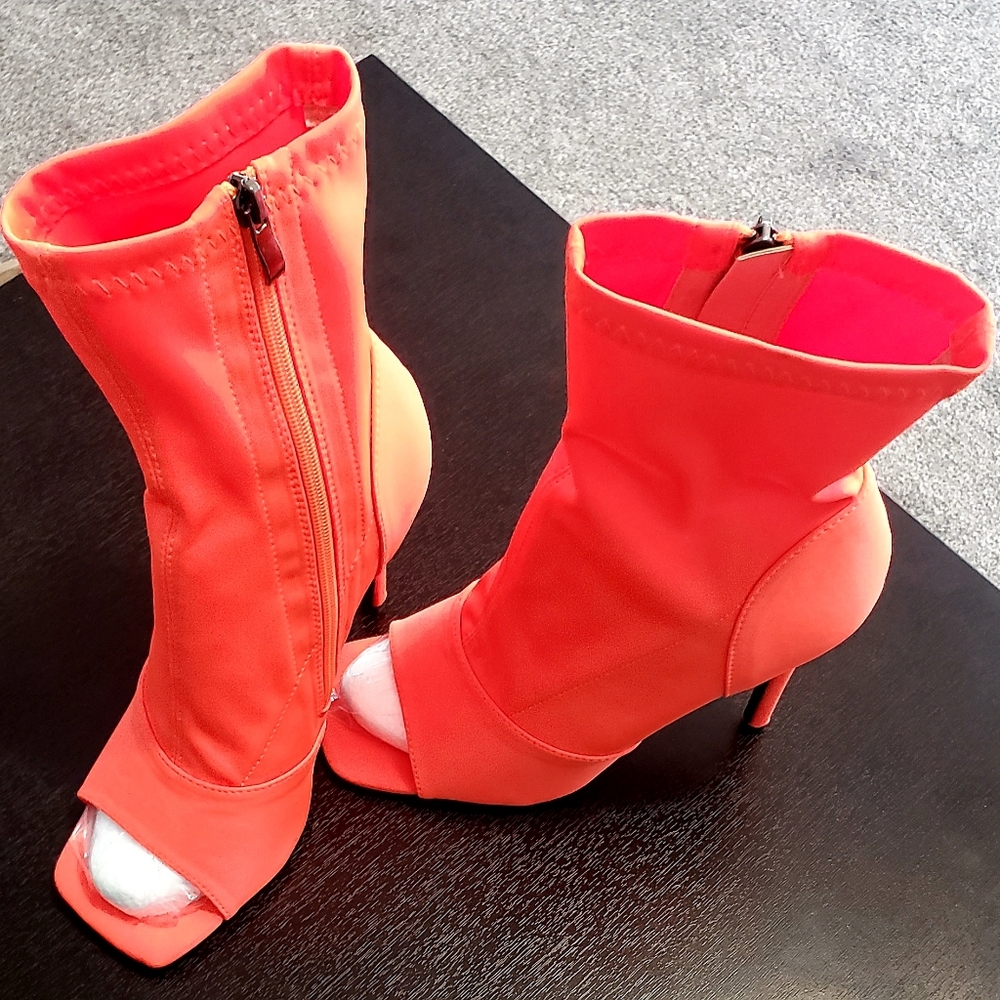 Orange Peep Toe shoes size 8